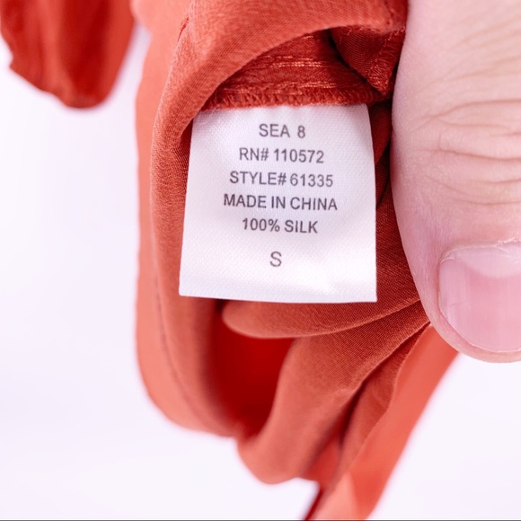 12th Street by Cynthia Vincent Orange Silk Top S - Picture 7 of 8